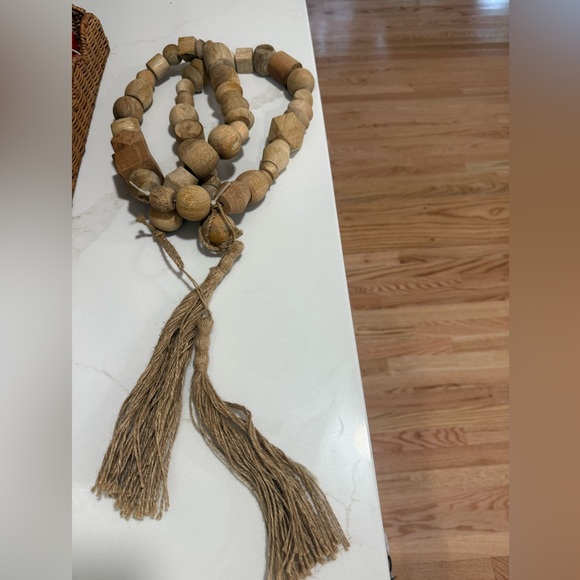 Studio McGee X Target 96” Wood Bead Garland Natural Tassels Boho Mantle Tree - Picture 1 of 4